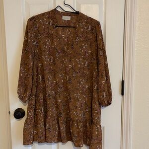 MELLODAY Floral Print Top in Brown